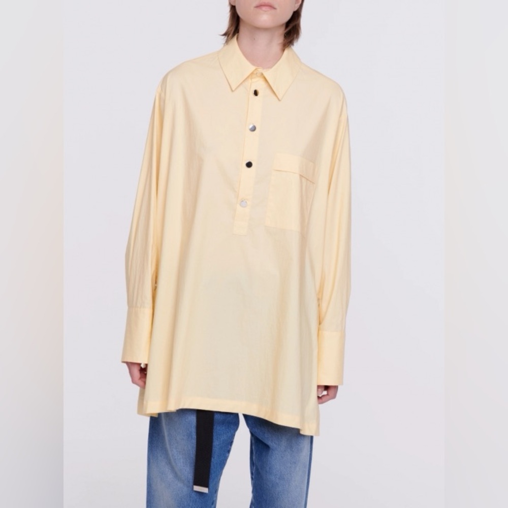 NWT Plan C Butter Yellow Button-Front Long Sleeve Shirt